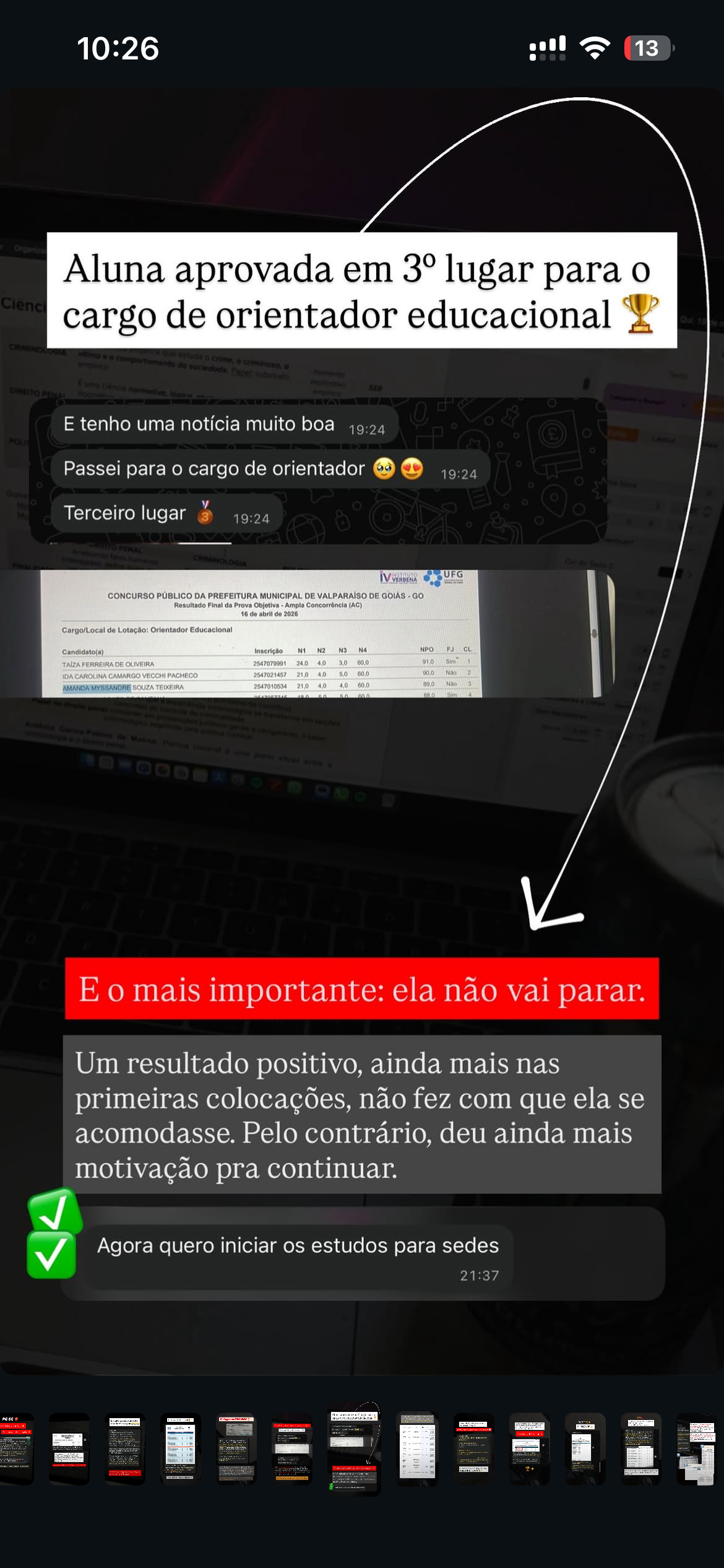 Depoimento de aluna da Giovana