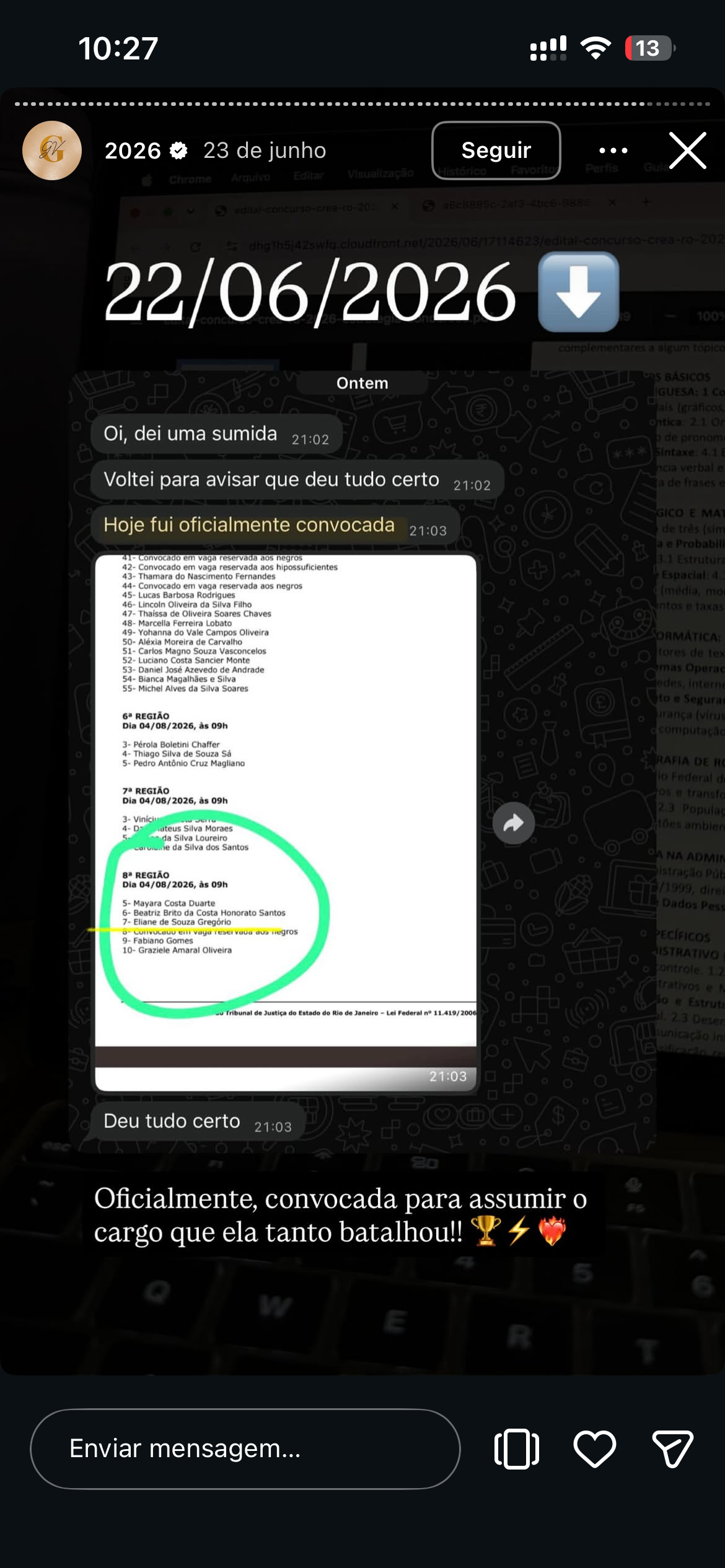 Depoimento de aluna da Giovana